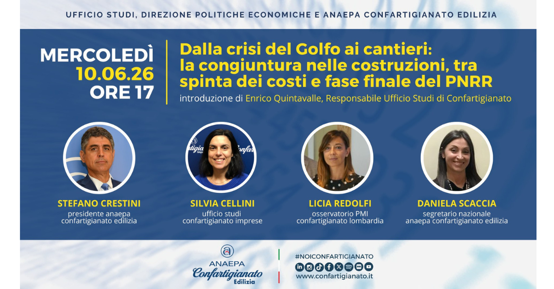 COSTRUZIONI TRA RINCARI, TENSIONI GEOPOLITICHE E PNRR: WEBINAR IL 10 GIUGNO, ORE 17